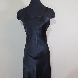 Victoria's Secret Satin Intimate Wear Slip Dress Maxi Black Deep V Back Small